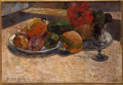 Exotic Fruits and Red Flowers by Paul Gauguin
